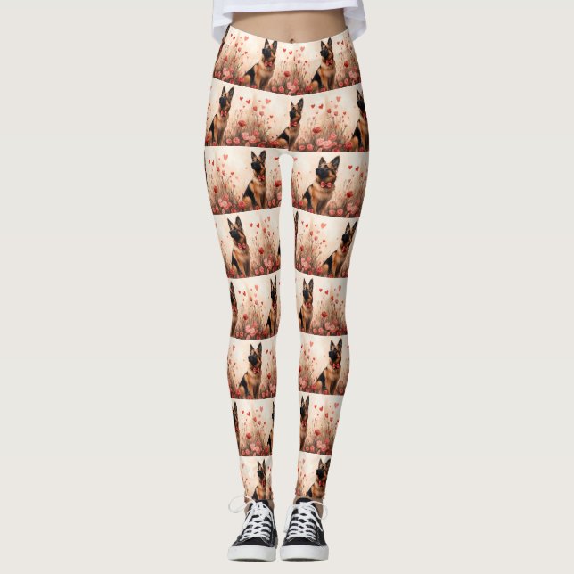 Leggings Berger belge avec des roses - Saint-Valentin (Devant)