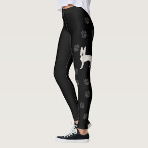 Leggings Berger Blanc Suisse Blanc GSD Chien Avec Pattes Gr