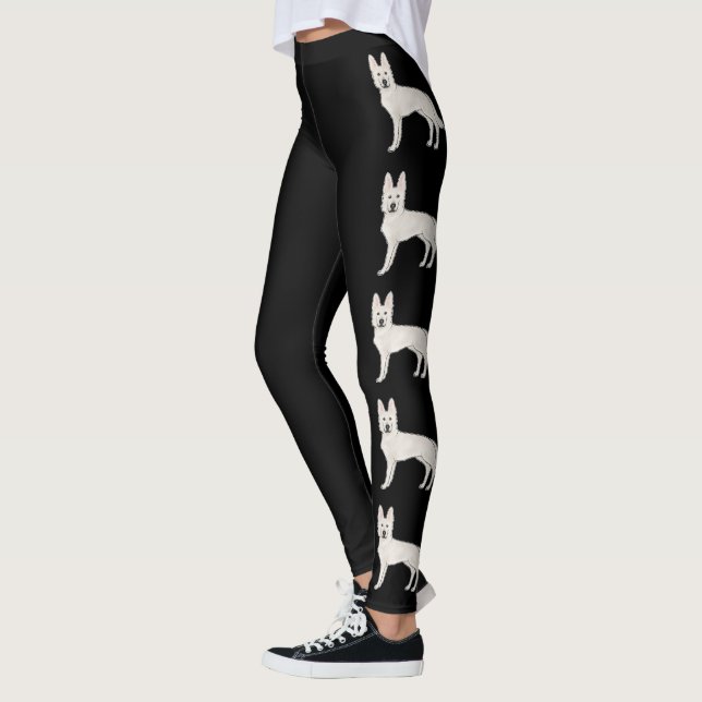 Leggings Berger Blanc Suisse GSD Blanc Chiens de Dessin Ani (Gauche)