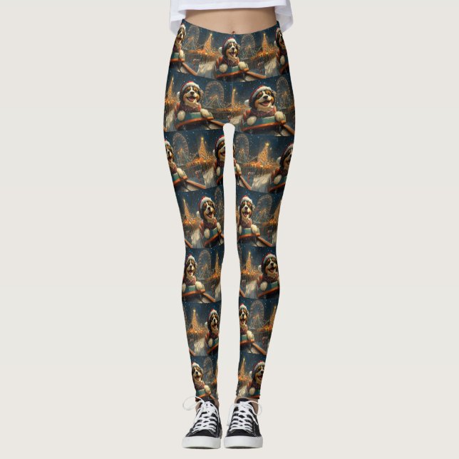 Leggings Bernedoodle Chien Montagnes Russes Noël (Devant)