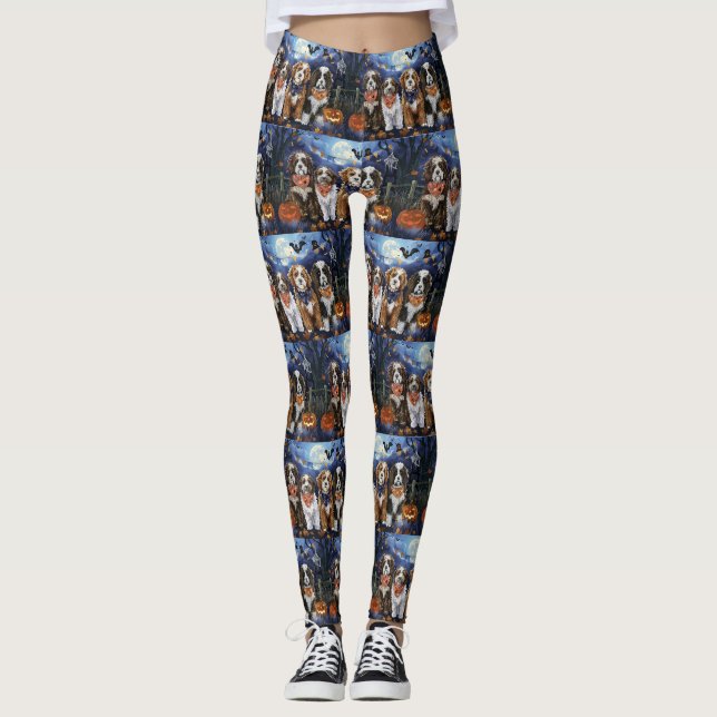 Leggings Bernedoodle Halloween Épouvantable (Devant)