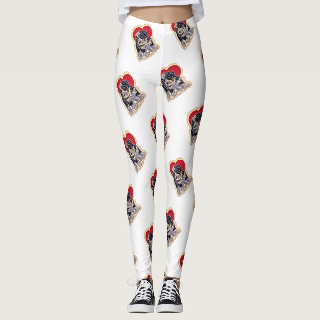 Leggings Bernedoodle noir mignon (Devant)