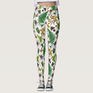 Leggings Berries forestières, feuilles et buissons sur blan