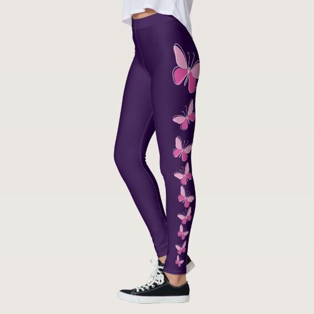 Leggings Beurre en rose - Violet profond solide (Gauche)