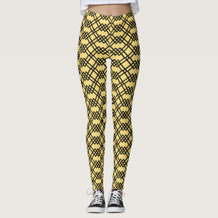 Leggings Beurre géométrique en treillis moderne jaune et no