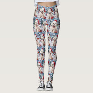 Leggings Bichon Frise Chien Hiver Merveilles Pays de Noël J