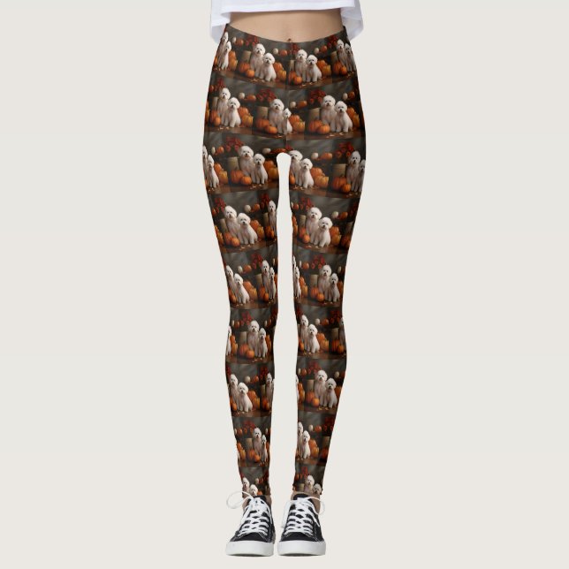 Leggings Bichon Frise Puppy Automne Citrouille délice (Devant)