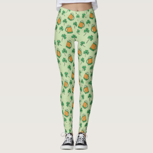 Leggings Bière et Motif Shamrock St Patrick's Day