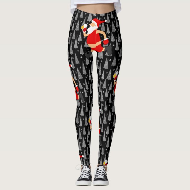 Leggings bières amusantes santa claus (Devant)