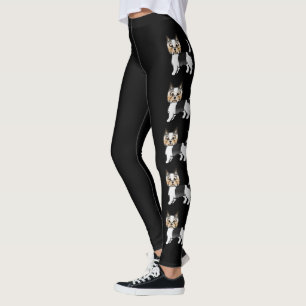 Leggings Biewer Terrier Cute Cartoon Chiens Sur Noir