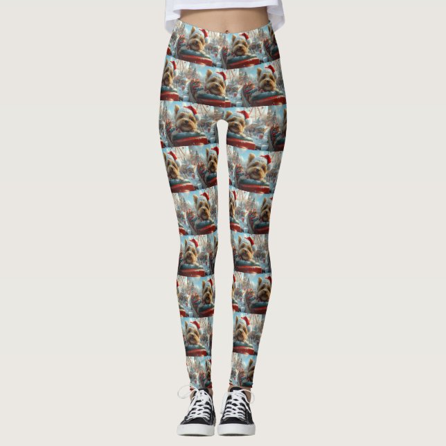 Leggings Biewer Terrier Dog Roller Dessous de verre Noël (Devant)