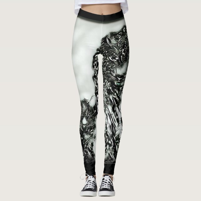 Leggings Big Cat Models : Léopard des neiges & petit agrand (Devant)