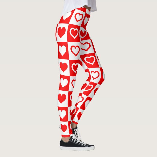 Leggings Big Red Hearts Plaid Motif Thunder_Cove (Droite)