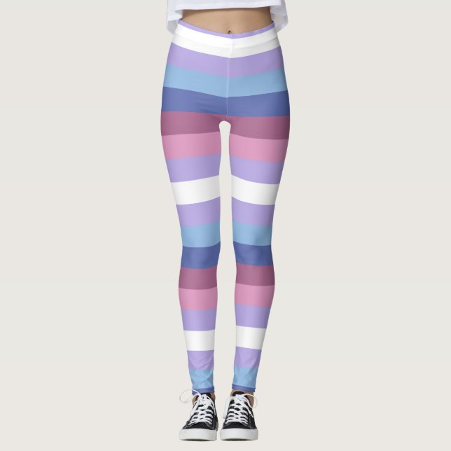 Leggings Bigender Pride, Impression par bandes, Fierté LGBT (Devant)