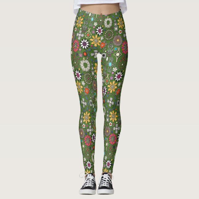 Leggings bijou boho trésor vert (Devant)