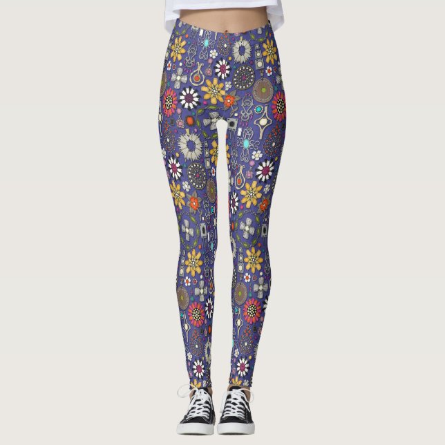 Leggings bijou boho trésors violet bleu (Devant)