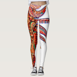 Leggings Bijou de cheval mosaïque cowgirl coloré rouge brun