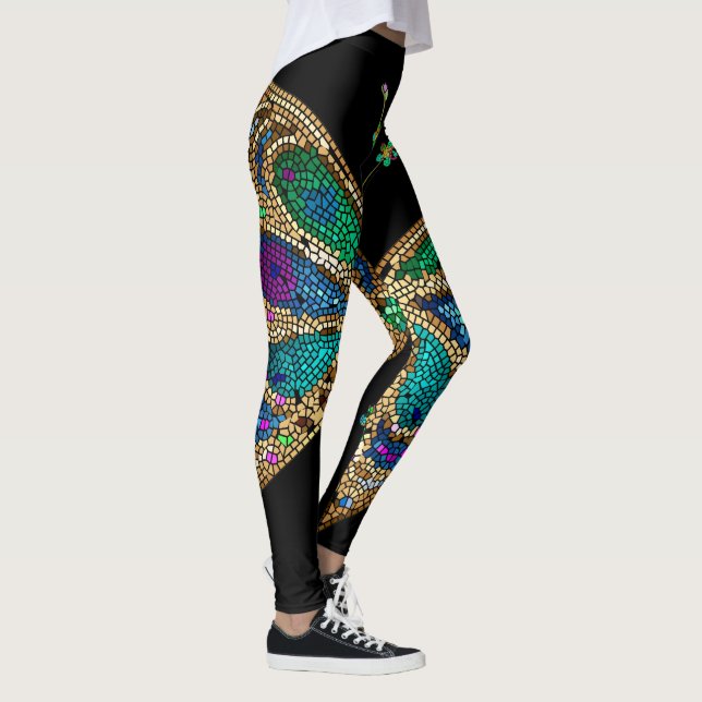 Leggings Bijou papillon géant Mosaïque colorée (Droite)