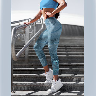 Leggings Bille bleue avec une rose sur chaque jambe