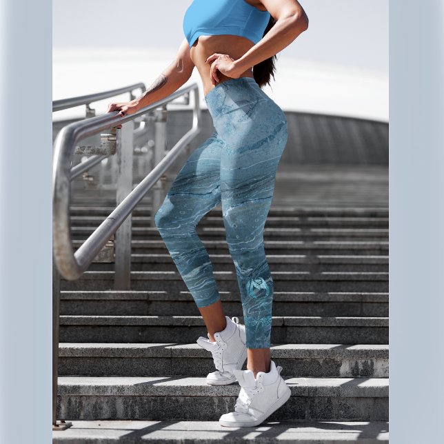 Leggings Bille bleue avec une rose sur chaque jambe (Créateur téléchargé)