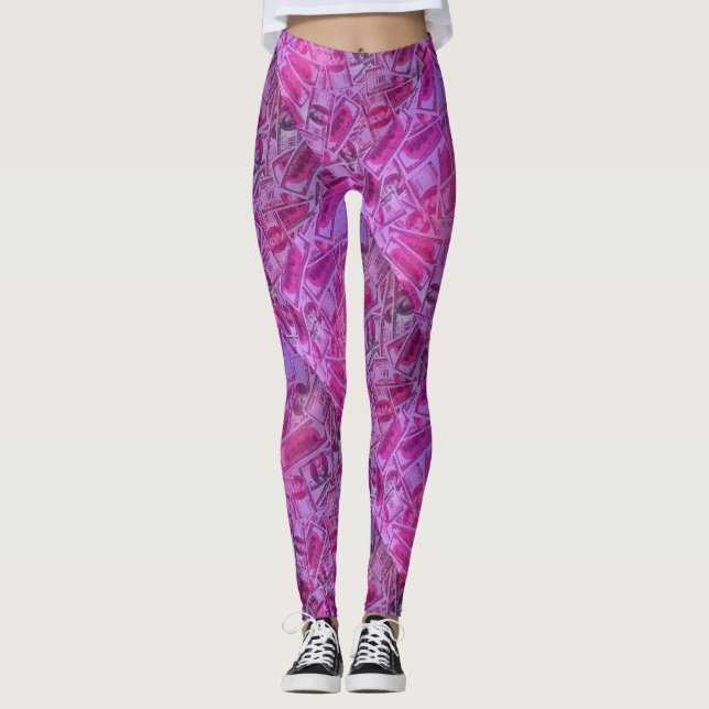 Leggings Billets de 100 $ roses (Devant)
