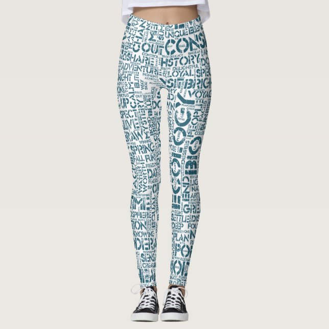 Leggings Bio Nuage de Mots Texte Motif Biodiversité (Devant)