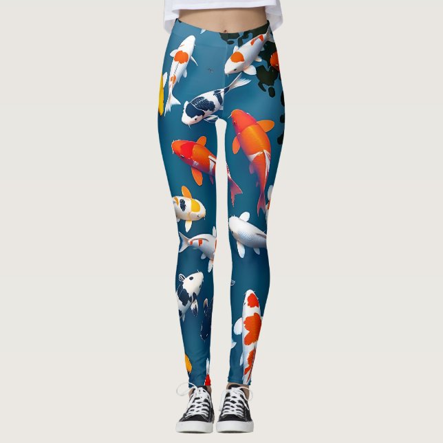 Leggings Bird's Eye View of Colorful Koi Fish Pond (Devant)