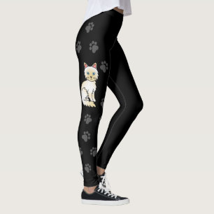 Leggings Birman / Ragdoll Point crème Chat mignon & Pattes