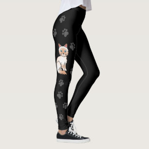 Leggings Birman / Ragdoll Tabby au point rouge - Chat et pa