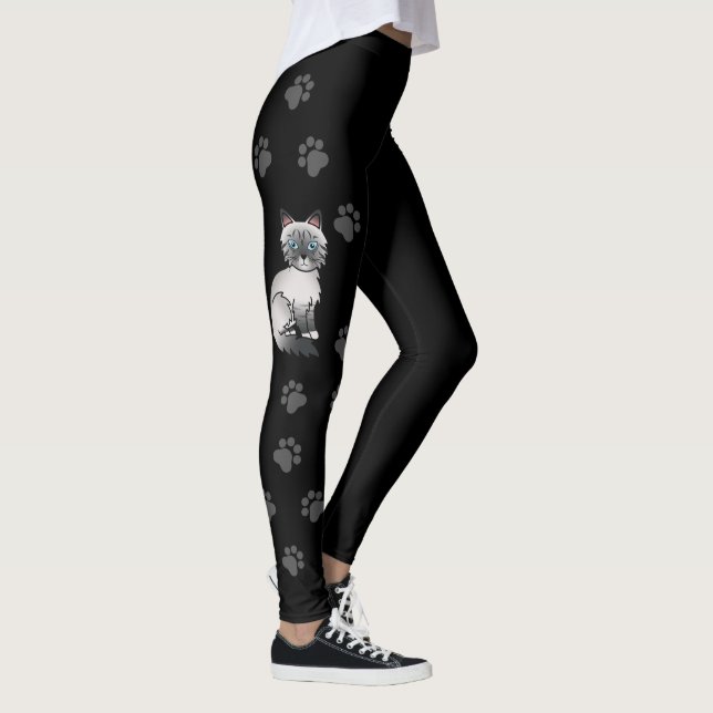 Leggings Birman / Ragdoll Tabby bleu Point Chat & Pattes Mi (Droite)