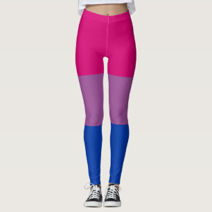 Leggings Bisexuel rose Fuchsia violet bleu strié LGBT