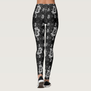 Leggings Bitcoin Cryptomonnaie numérique argent noir