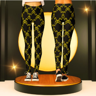 Leggings Black and Gold Motif moderne mode tendance Sport