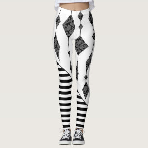 Leggings Black and white, abstract, geometric, simple, scan