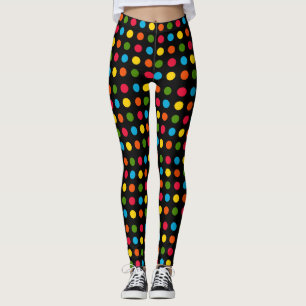 Leggings Black   Bleu Rouge Vert Jaune Orange Polka Point