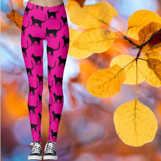 Leggings Black Cat Hot rose Crazy Cat Femme (Feeling Catty?)