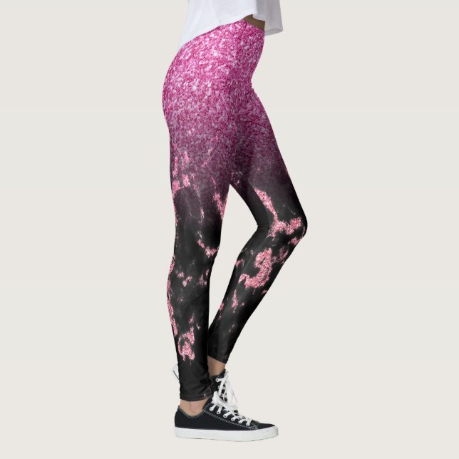 Leggings Black faux marbre et parties scintillant rose ombr (Droite)