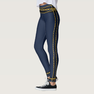Leggings Black & Gold Chain Trier Navy Blue