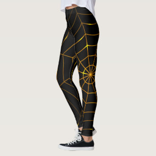 Leggings Black Gold toile d'araignée Halloween Design