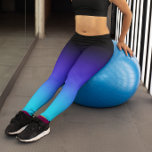 Leggings Black Indigo Blue et Aqua Gradient<br><div class="desc">Un noir,  un indigo violet,  et un ombre bleu aqua. dégradé de couleurs girly multicolores. Vous pouvez ajouter un message texte pour créer votre propre design personnalisé.</div>