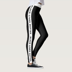 Leggings Black Lives Matt - bande latérale blanche sur noir