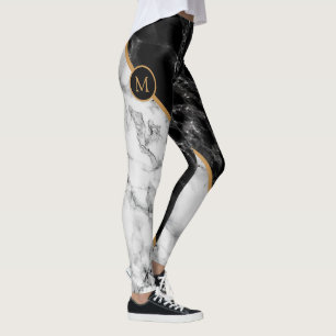 Leggings Black & Marbre blanc Stone tendance - Ajouter votr