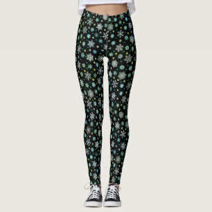 Leggings Black Modern Chic Élégant Flocon de neige en plusi