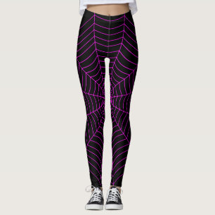 Leggings Black neon rose chaud toile d'araignée Halloween m