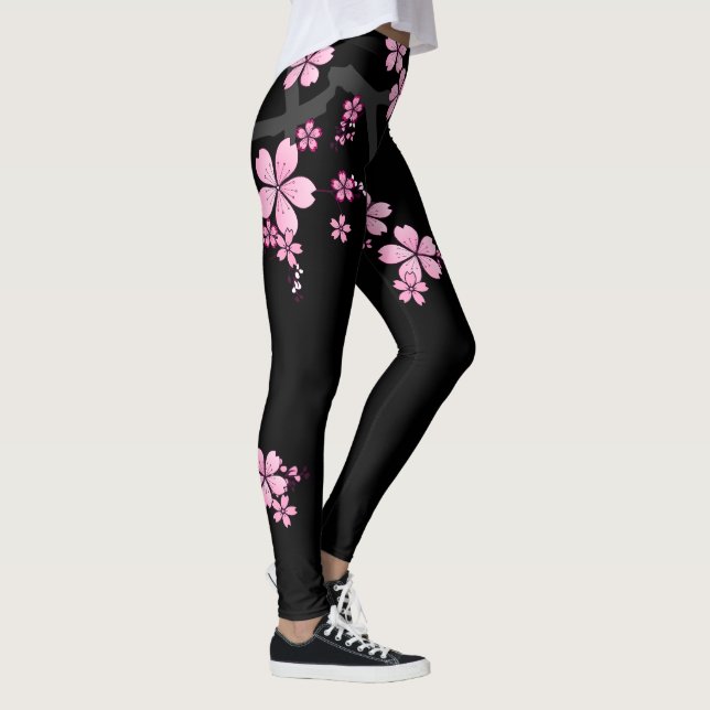 Leggings Black Pink Sakura design japonais :: (Droite)