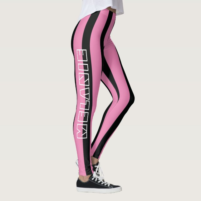 Leggings Black Pink Stripes Comfy Nom Sportsweout Entraînem (Droite)