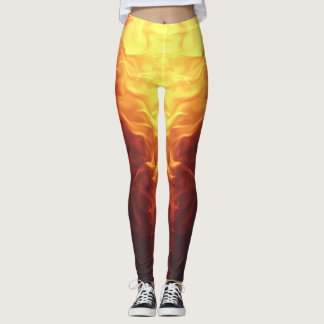 Leggings Black Red Yellow Ombre Flames