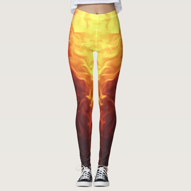 Leggings Black Red Yellow Ombre Flames (Devant)