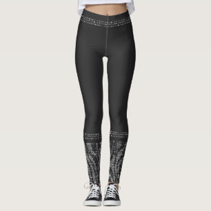Leggings Black Silver Zebra Wild Poster de animal Glam exot