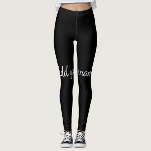 Leggings Black solid add name text here throw pillo